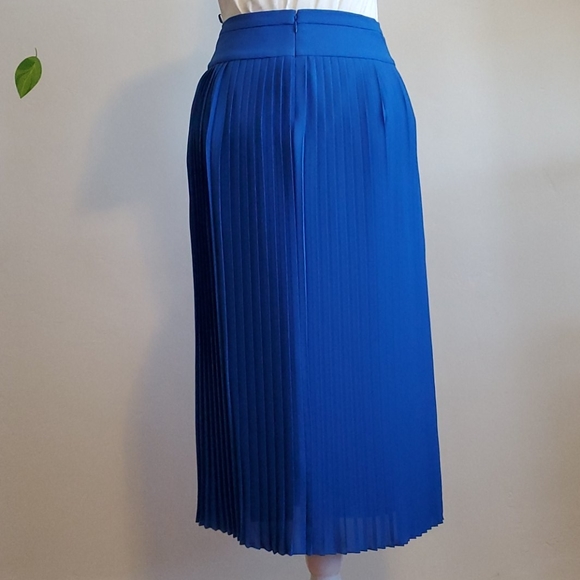 J. Crew Factory Pleated Midi Blue Skirt Size 2 - Picture 3 of 4